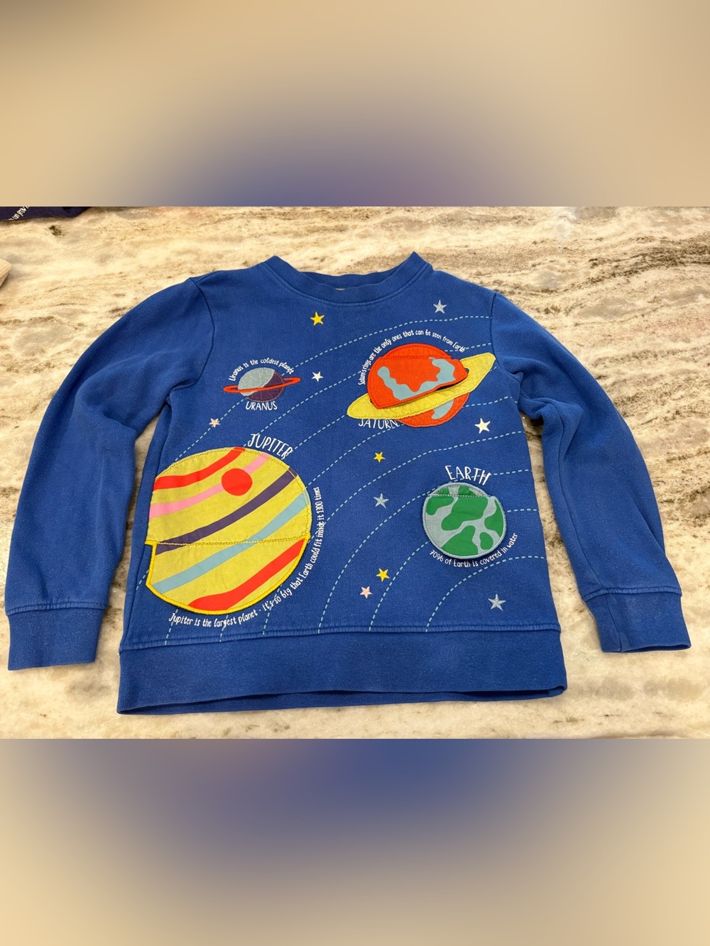 Mini Boden Blue Kids Planet Appliqué Sweatshirt